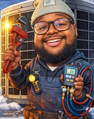 Smiling KAMS technician holding HVAC tools